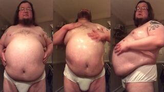 380lb gainer oils up belly and talks night shakes after massive gains