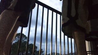 Stormy balcony rained on my raw back porch cock sucking