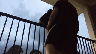 Stormy balcony rained on my raw back porch cock sucking