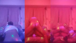 On the couch hard anal rimming and moaning with disco lights