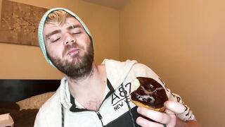 Fucking and glazing a donut with my thick cum hungry mouth