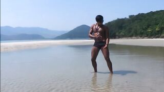 Latina Fever wrecked by muscular gay pornstar on remote beach