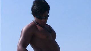 Latina Fever wrecked by muscular gay pornstar on remote beach