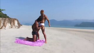 Latina Fever wrecked by muscular gay pornstar on remote beach