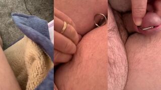 Gay sounding with urethra plug takes tight load