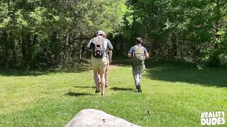 Jax Thirio deepthroats Kyle Connors before Parker Hayes joins the outdoor threeway