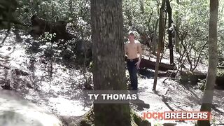 Ty Thomas gets solo on a rock with his big gay cock