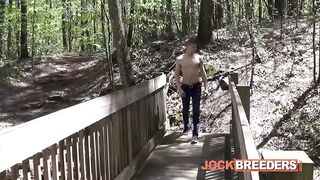 Ty Thomas gets solo on a rock with his big gay cock