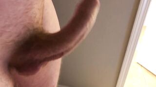 Hairy guy strokes veiny cock until cum drips thick and heavy