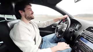 Almost crashed the car jacking off my beardy best friend in public
