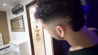 Shocked brother-in-law caught shower fuck surprise creampie raw