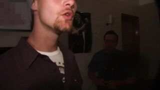 Wild frat stud wrecked by cheering crowd gets destroyed in bareback gangbang