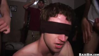 Wild frat stud wrecked by cheering crowd gets destroyed in bareback gangbang