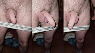 Flopping my flaccid uncut cock in slow motion panties gay