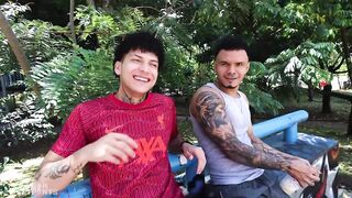 Brittish hunk Leandry gets his tight twink ass wrecked by that giant cock raw and bareback