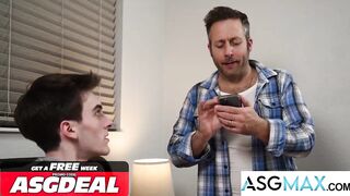Stepdad Joel Barebacks Stepson Max in raw face fuck deepthroat, hairy big dick gay step fantasy