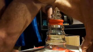 Ho ho ho giant dick stuffed in tight asshole while candy jar explodes