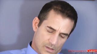 Gentleman crushes on sheer socks gets a sloppy blowjob