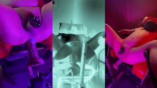 Gynecological Chair Rhythmic Thrusting Interrupted by Sex Machine Anal Restraints Chastity Lock Hood