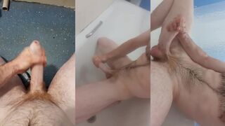 Horny teen wanks twice in one day squirts thick fast load all over his big cock