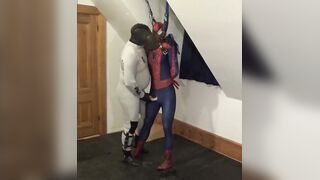 White bastard in wetsuit drills Spiderman sex doll raw and cumming