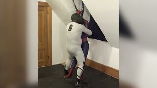 White bastard in wetsuit drills Spiderman sex doll raw and cumming