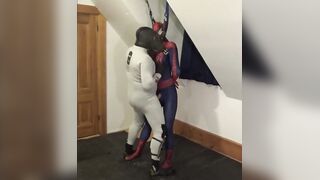 White bastard in wetsuit drills Spiderman sex doll raw and cumming