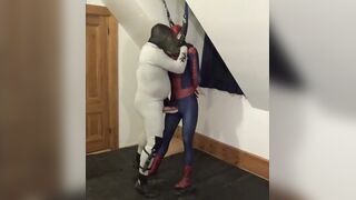 White bastard in wetsuit drills Spiderman sex doll raw and cumming