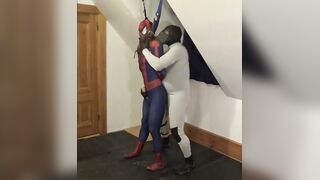 White bastard in wetsuit drills Spiderman sex doll raw and cumming