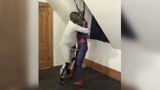 White bastard in wetsuit drills Spiderman sex doll raw and cumming
