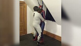 White bastard in wetsuit drills Spiderman sex doll raw and cumming