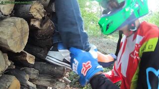 Take off DC shoes of blond teen boy cum covered feet