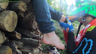 Take off DC shoes of blond teen boy cum covered feet