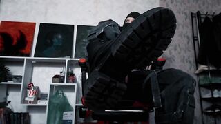 Army Boy Destroyed By Dirty Smelly Socks And Black Boots Gushing Soles