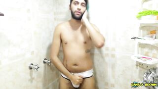Piss on White Briefs and Cum in Mouth with Big Cock Latin Boy