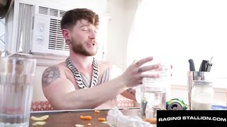 Damn Bearded Muscle Hunk Diego Vox Destroyed By Chain and Big Dick Cumshot