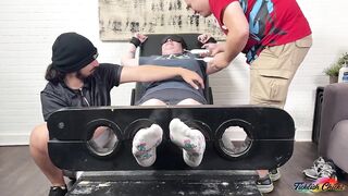TKL Nurse Blindfolded Tag Team Choked By Magic Tickler Feet Socks Gay Bondage 3some Gigglegasms