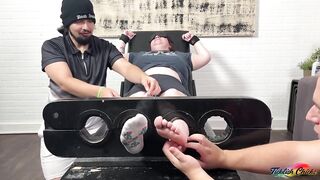 TKL Nurse Blindfolded Tag Team Choked By Magic Tickler Feet Socks Gay Bondage 3some Gigglegasms
