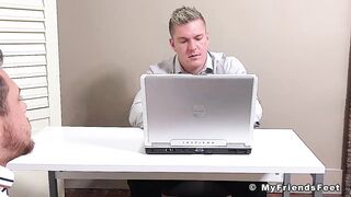Dan Edwards Worships Drew Harpers Bare Feet To Secure That Bank Loan Gay Fetish