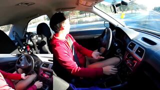 Big Cock Pissing And Cumming While Driving On Road