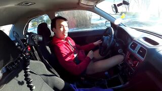 Big Cock Pissing And Cumming While Driving On Road