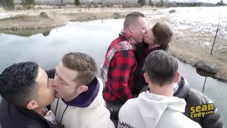 Sean Cody Studs Destroyed By Hungry Winter Orgy Outside Wyoming Pounding Moaning Cumshot