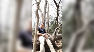 Gay Guy Masturbating In Woods With Cumshot In Boxers