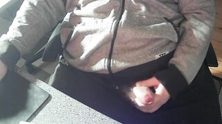 White Cock Gay Bear Dadbody Guy In Sweatpants Getting Hard Teasing Penis Head
