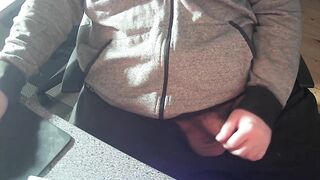 White Cock Gay Bear Dadbody Guy In Sweatpants Getting Hard Teasing Penis Head