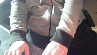 White Cock Gay Bear Dadbody Guy In Sweatpants Getting Hard Teasing Penis Head