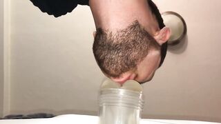 Hairy European College Guy Drilling Fleshjack And Cumming Below View