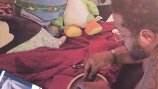 Fat Guy Gay Ball Stretching Belly Pleasure Solo Handjob Black Amateur Cumshot
