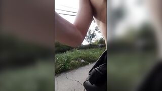 Twink Chastity Cage Nub Bike Ride Public Masturbation Naked Parking Lot Amateur Gay Latino Jock