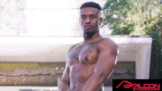 Falcon Studios Landon Conrad and Marcus Knight flip fuck bareback big dick gay jock strap muscle hunk eating ass anal bodybuilder interracial HD pornstar